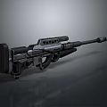 Modern Futuristic Sci Fi Rifle Featuring Black Silver Design Long Barrel And Tactical Rail