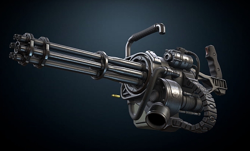 old runner machine gun weapon military weapon 3d model