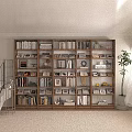 Cozy Study Room Interior With Wooden Bookshelves Filled With Books Photo Frames And Decorative Items