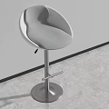 Modern Gray Bar Stool With Adjustable Height Metal Base And Curved Seat