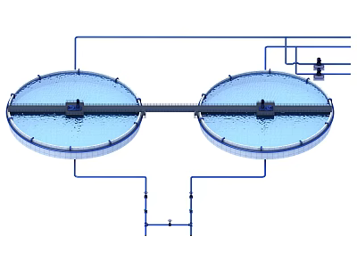 Decorative Garden Water Ornament Featuring Two Circular Pools Connected By Central Structure And Surrounding Pipes 3d model