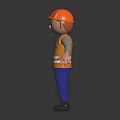 3D Construction Worker Character With Orange Hard Hat Reflective Vest And Blue Pants