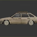 Vintage Beige Wagon With Roof Rack Stylish Wheels And Retro Design Elements