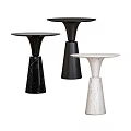 Modern Minimalist Side Tables With Round Tops And Black White Marble Pedestal Bases