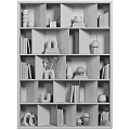 Modern Wooden Display Shelf With Books Decorative Vases Sculptures And Ornaments