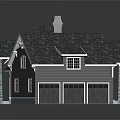 Traditional House Exterior With Gray Walls Green Roof Stone Base And Windows