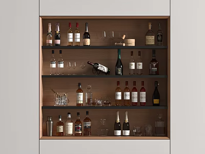 Modern Wine Cabinet Wine Goblet 3d model