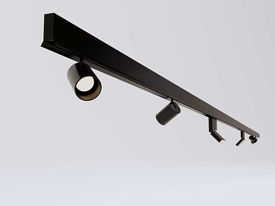 Modern Black Track Lighting With Downlights And Spotlights For Interior Design 3d model