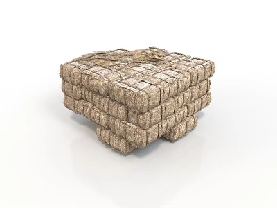 Structural Stone Masonry Architectural Component With Stacked Square Rough Textured Blocks 3d model