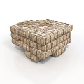 Structural Stone Masonry Architectural Component With Stacked Square Rough Textured Blocks
