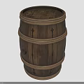 Vintage Wooden Barrel With Carved Patterns And Classic Wooden Hoops Design