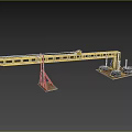 Industrial Crane Featuring Yellow Red Structure Long Arm And Mobile Wheels