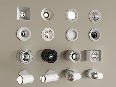 Various Modern Downlights And Spotlights Round Square Designs For Indoor Lighting 3d model