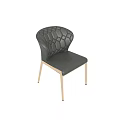 Modern Gray Leather Accent Chair With Diamond Stitch And Gold Metal Legs