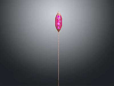 Elegant Pink Diamond Shaped Pendant Necklace With Intricate Pattern Design 3d model