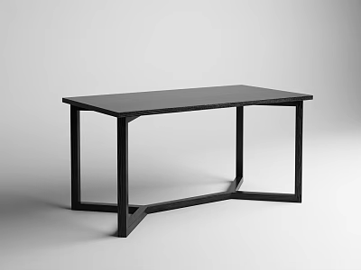 Modern Black Dining Table With Minimalist Frame Structure And Sleek Design 3d model