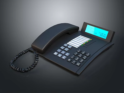 Black Digital Computer IP Phone With LCD Display And Numeric Keypad 3d model