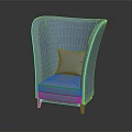 Modern Blue Armchair with Comfortable Pillow and Stylish Wooden Legs Design