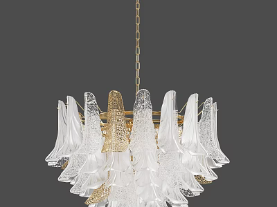 Elegant Crystal Chandelier with Glass Petals and Gold Accents for Home Decor 3d model