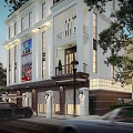 White Three Story Detached Villa With Balconies Greenery Large Windows Front Porch And Trees