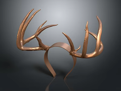 Unique Copper Colored Antler Shaped Decorative Headband for Daily Use 3d model