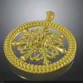 Elegant Gold Circular Pendant Accessory With Intricate Pattern And Beaded Border 3d model