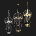 Elegant Modern Hot Air Balloon Shaped Chandeliers With Metallic Frames And Ornate Decor