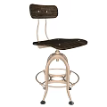 Industrial Style Leisure Chair With Wooden Seat Backrest And Metal Swivel Frame Footrest