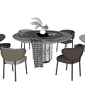 Modern Dining Table and Chair Combination Round Table 3d model