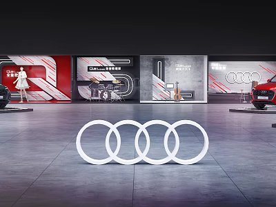 Audi Showroom Display With Logo Red Car And Modern Interior Design 3d model