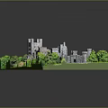 Detailed Castle Model Scene With Lush Green Vegetation And Curved Path