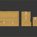 Yellow Cardboard Boxes Of Various Sizes Secured With White Packing Tape