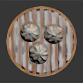 Fresh Steamed Buns in Traditional Bamboo Steamer with Paper Liner