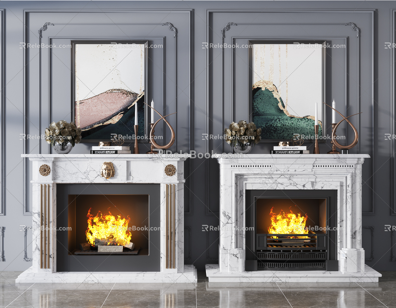 Jane Ou Fireplace Marble Fireplace Combination 3d model