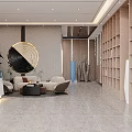 Modern Hotel Lobby Interior With Marble Reception Desk Sofa Area Decorative Mirror And City View