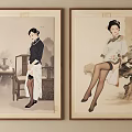 Framed Classical Chinese Female Portraits In Traditional Attire As Wall Art