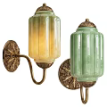 Elegant Traditional Jade Wall Lamps With Golden Leaf Base And Translucent Shades