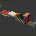 Stylish Bookshelf Displaying Colorful Books With Red White Blue Black And Yellow Covers