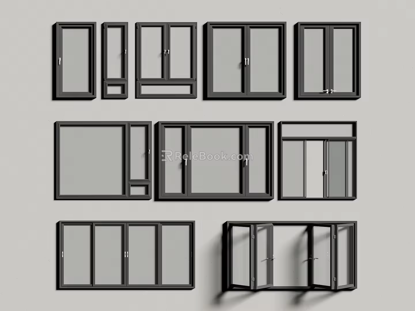 modern window broken bridge window folding window sliding window aluminum alloy window 3d model