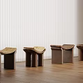 Elegant Creative Curved Upholstered Wooden Sofa Stools For Warm Modern Home Living Room Furniture