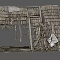 Dilapidated Wooden Roof With Broken Shingles Loose Structure And Metal Sheets