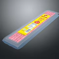 Transparent Plastic Packaged Pink Strips With Yellow Label And Product Details