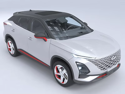 White SUV With Black Roof Red Accent Wheels And Modern Grille Design 3d model