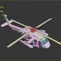 Detailed White Helicopter Model With Green Windows And Dark Background Reflection 3d model