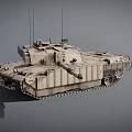 Modern Military Tank With Antennas Gun Barrel And Tracks Sandy Gray Exterior