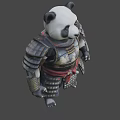 Fierce Panda Game Movie Character in Samurai Armor with Red Sash