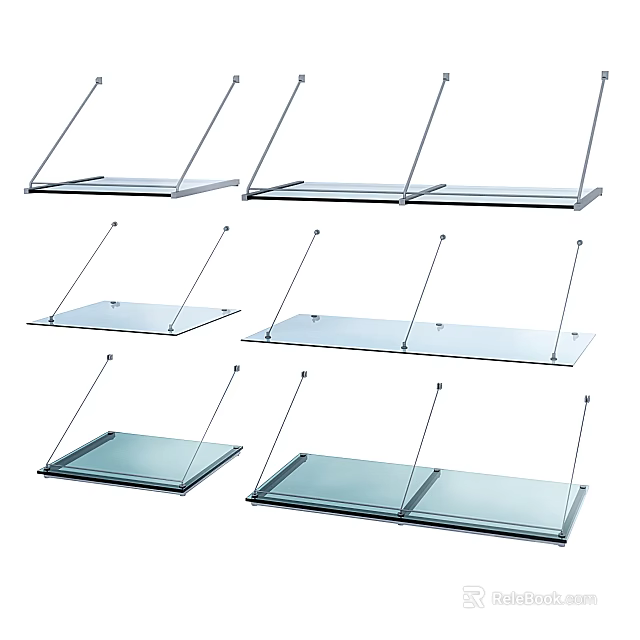 Multiple Modern Glass Awnings With Metal Frames And Outdoor Design Styles 3d model
