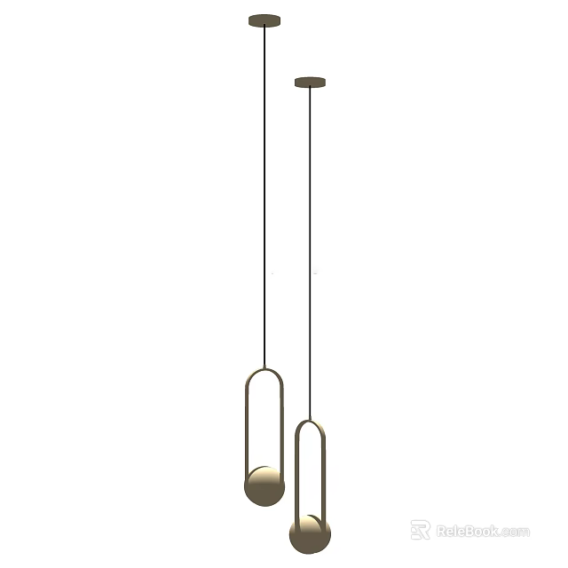Modern Minimalist Pendant Light With Double Hanging Metal Frames And Round Globe Design 3d model 