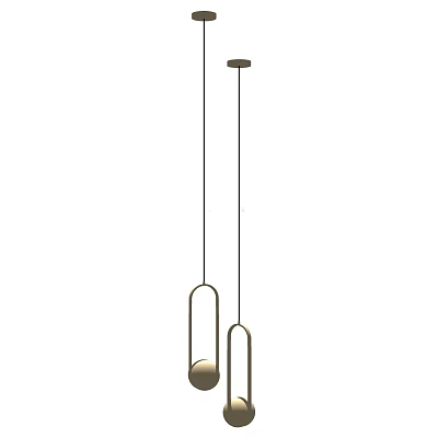 Modern Minimalist Pendant Light With Double Hanging Metal Frames And Round Globe Design 3d model