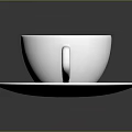 White Ceramic Cup With Hot Coffee And Heart Latte Art On White Saucer